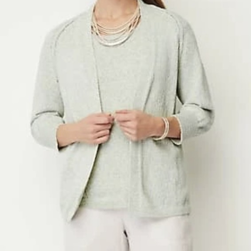 J Jill NWT Spray Dyed Cardigan and Shell Sweater Set Size LP Large Petite